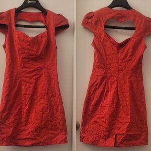 Guess Red Sheath Dress with Sweetheart Neckline and Heart Shaped Cut-Out Back